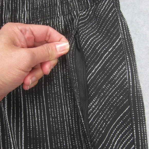 Athleta Pants Womens 6 Tall Black Stripe Amara Ankle High Rise Casual Zip Pocket - Picture 5 of 16